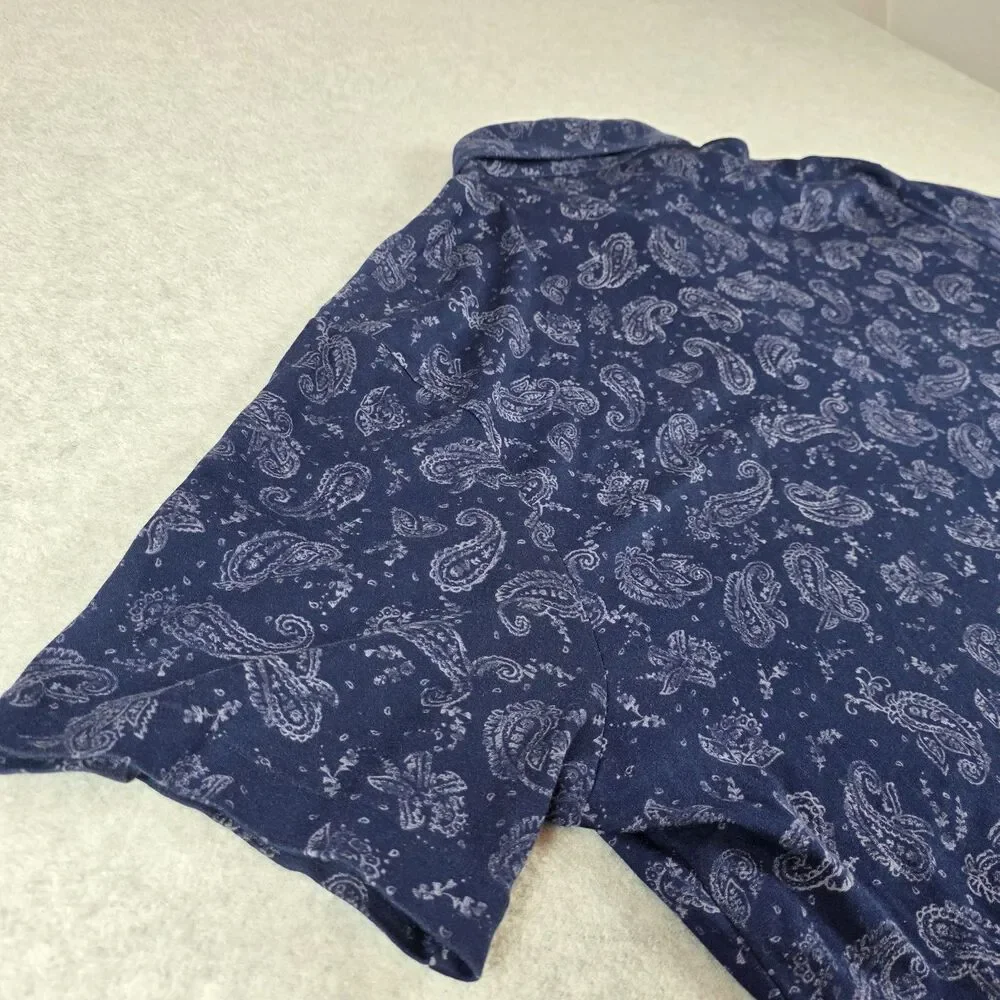 Polo Ralph Lauren Men's Polo Shirt XL Navy Paisley Bandana Print Cotton